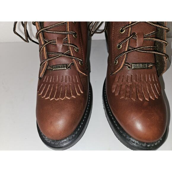 New! Double-H Womens 9 M Boots Kiltie Lace Up Lacer DH9965 Brown Leather Cowgirl - Picture 4 of 11
